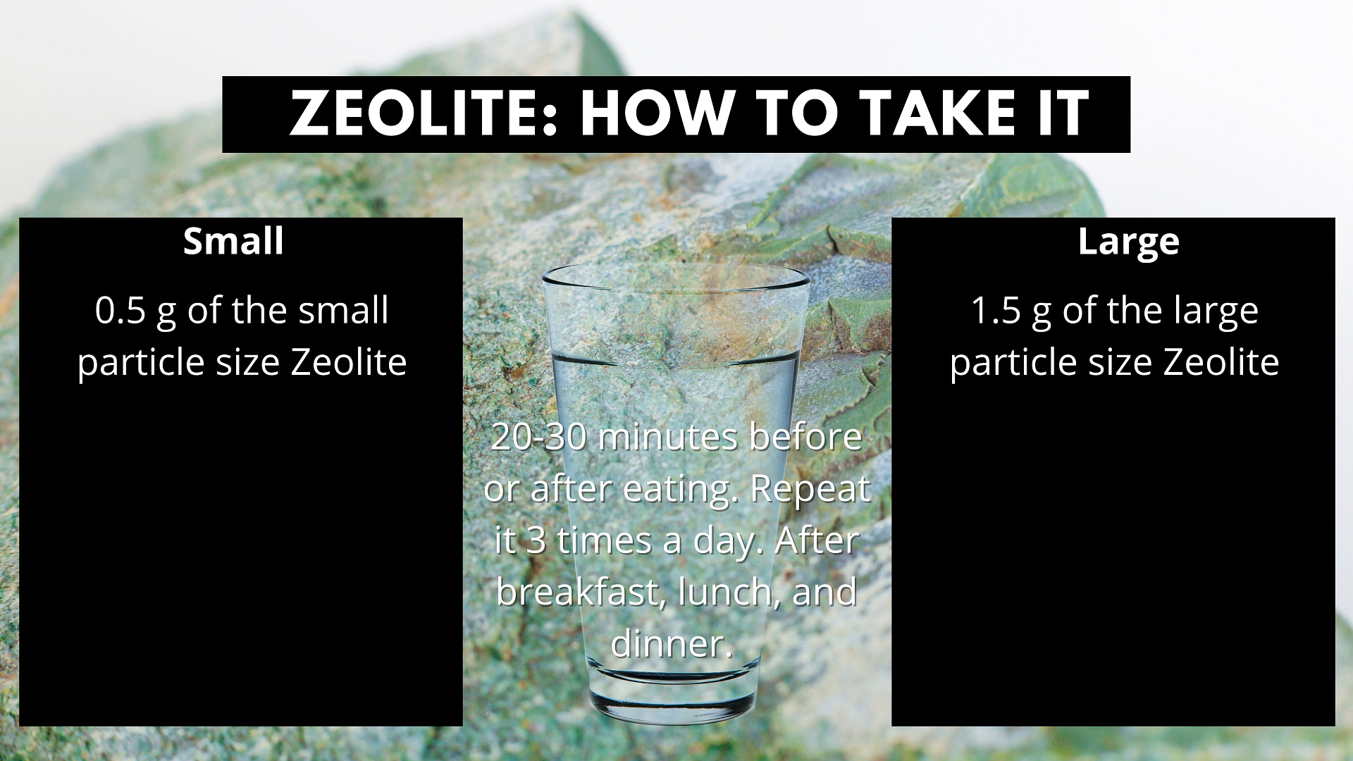 How to take zeolite, small and large particle size?